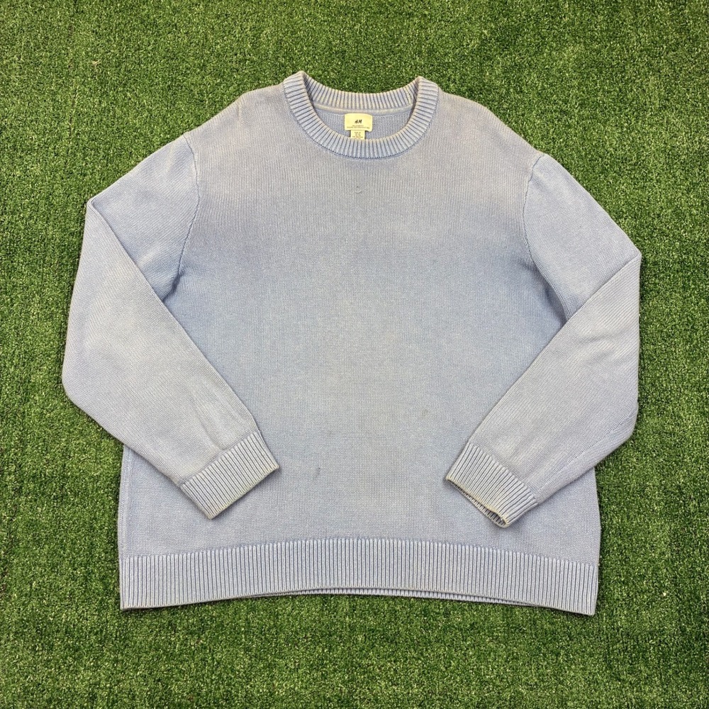 H&M Light Blue Ribbed Knit Sweater Crewneck